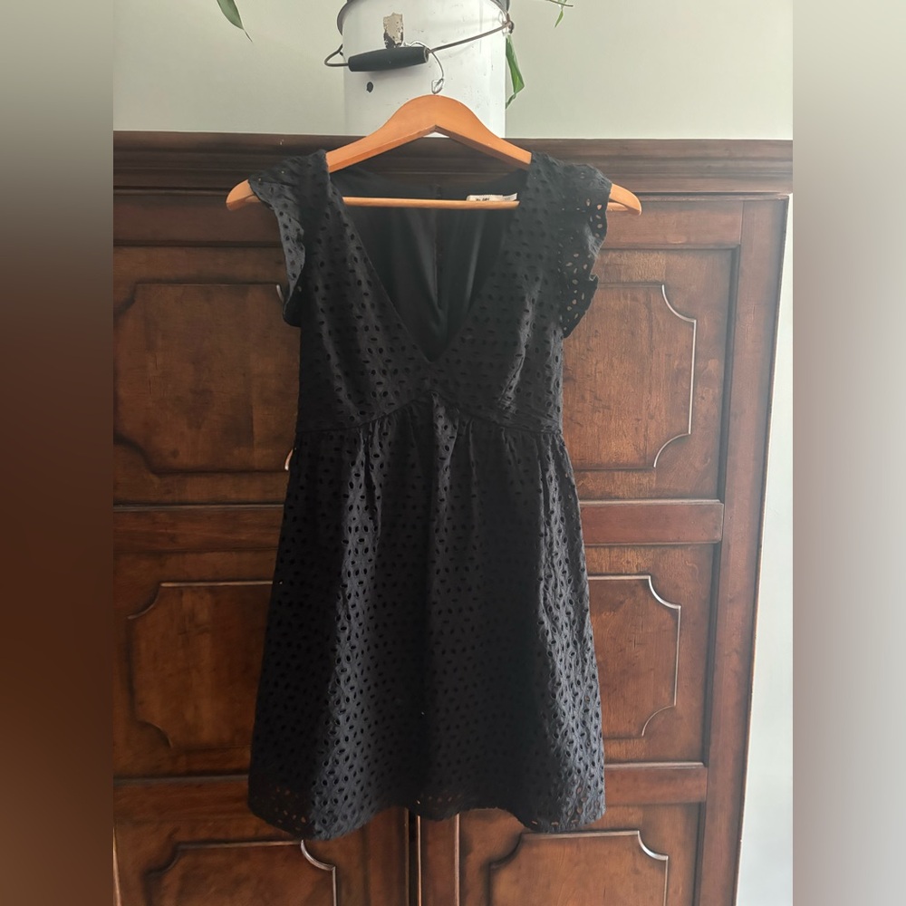 Chic Black Eyelet Mini Dress